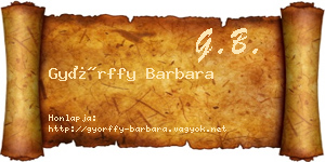Győrffy Barbara névjegykártya